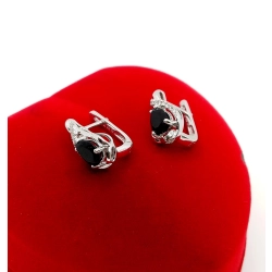 Złote kolczyki z Brylantami i Onyksami 0,10ct PR.585 W:3,09gr InterSKLEP