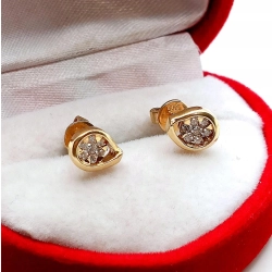 Złote kolczyki z Brylantami 0,14ct sztyft PR.585 W:1,87gr InterSKLEP