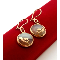Złote kolczyki wiszące z Agatami Pr.583 W:7,11gr Dł:4cm
