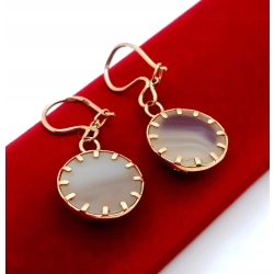 Złote kolczyki wiszące z Agatami Pr.583 W:7,11gr Dł:4cm