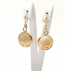 Złote kolczyki wiszące z Agatami Pr.583 W:7,11gr Dł:4cm