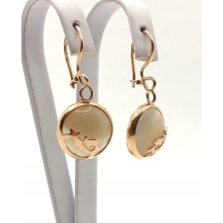 Złote kolczyki wiszące z Agatami Pr.583 W:7,11gr Dł:4cm