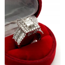 Złoty pierścionek szeroki z diamentami 100szt 2,67ct Pr.585 W:12,65gr R:15