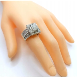 Złoty pierścionek szeroki z diamentami 100szt 2,67ct Pr.585 W:12,65gr R:15