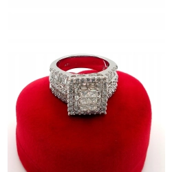 Złoty pierścionek szeroki z diamentami 100szt 2,67ct Pr.585 W:12,65gr R:15