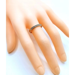 Złoty pierścionek obrączka z diamentami 11szt 0,14ct Pr.585 W:2,55gr R.16