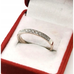 Złoty pierścionek obrączka z diamentami 11szt 0,14ct Pr.585 W:2,55gr R.16