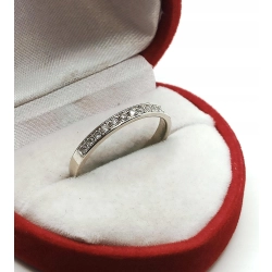 Złoty pierścionek obrączka z diamentami 11szt 0,14ct Pr.585 W:2,55gr R.16