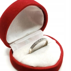 Złoty pierścionek obrączka z diamentami 11szt 0,14ct Pr.585 W:2,55gr R.16