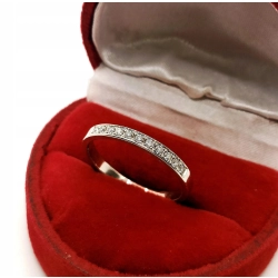 Złoty pierścionek obrączka z diamentami 11szt 0,14ct Pr.585 W:2,55gr R.16