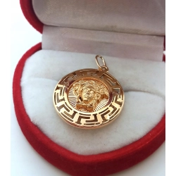 Złota zawieszka okrągła z głową meduzy Pr.750 W:3,08gr Śred.2cm