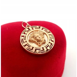 Złota zawieszka okrągła z głową meduzy Pr.750 W:3,08gr Śred.2cm