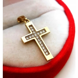 Złota zawieszka krzyżyk z cyrkoniami Pr.333 W:1,03gr InterSKLEP