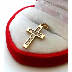 Złota zawieszka krzyżyk z cyrkoniami Pr.333 W:1,03gr InterSKLEP