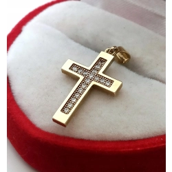 Złota zawieszka krzyżyk z cyrkoniami Pr.333 W:1,03gr InterSKLEP