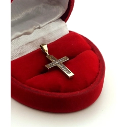 Złota zawieszka krzyżyk z cyrkoniami Pr.333 W:1,03gr InterSKLEP