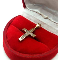 Złota zawieszka krzyżyk z cyrkoniami Pr.333 W:1,03gr InterSKLEP