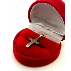 Złota zawieszka krzyżyk z cyrkoniami Pr.333 W:1,03gr InterSKLEP