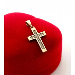 Złota zawieszka krzyżyk z cyrkoniami Pr.333 W:1,03gr InterSKLEP