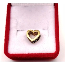 Złota zawieszka charms Serce z cyrkoniami PR.585 W:1,11gr InterSKLEP