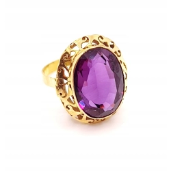 Złoty pierścionek z Ametystem PR.750 W:7,77gr R.15 InterSKLEP