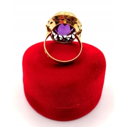 Złoty pierścionek z Ametystem PR.750 W:7,77gr R.15 InterSKLEP