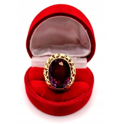 Złoty pierścionek z Ametystem PR.750 W:7,77gr R.15 InterSKLEP