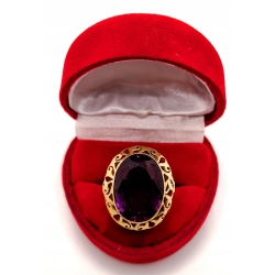 Złoty pierścionek z Ametystem PR.750 W:7,77gr R.15 InterSKLEP