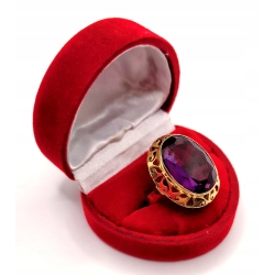 Złoty pierścionek z Ametystem PR.750 W:7,77gr R.15 InterSKLEP