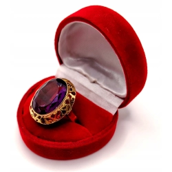 Złoty pierścionek z Ametystem PR.750 W:7,77gr R.15 InterSKLEP