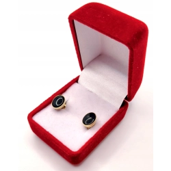 Złote kolczyki z Onyksem sztyft PR.585 W:1,59gr InterSKLEP