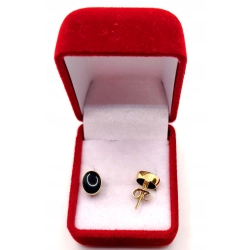 Złote kolczyki z Onyksem sztyft PR.585 W:1,59gr InterSKLEP