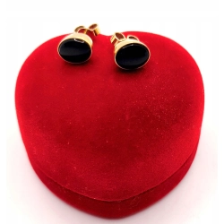 Złote kolczyki z Onyksem sztyft PR.585 W:1,59gr InterSKLEP