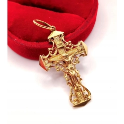 Złota zawieszka ażurowy krzyż z Chrystusem PR.583 W:4,16gr InterSKLEP