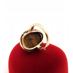 Złoty pierścionek sygnet z rzeźbą w Tygrysim Oku Pr.585 W:8,36gr R.17