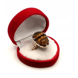 Złoty pierścionek sygnet z rzeźbą w Tygrysim Oku Pr.585 W:8,36gr R.17