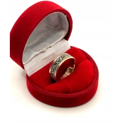 Złota obrączka zdobiona Bicolor szer.6mm Pr.585 W:5,74gr r.13