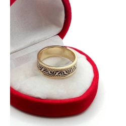 Złota obrączka zdobiona Bicolor szer.6mm Pr.585 W:5,74gr r.13