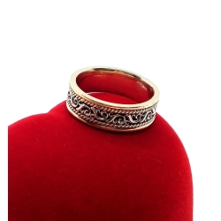 Złota obrączka zdobiona Bicolor szer.6mm Pr.585 W:5,74gr r.13