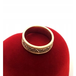 Złota obrączka zdobiona Bicolor szer.6mm Pr.585 W:5,74gr r.13