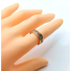 Złota obrączka zdobiona Bicolor szer.6mm Pr.585 W:5,74gr r.13