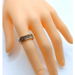 Złota obrączka zdobiona Bicolor szer.6mm Pr.585 W:5,74gr r.13