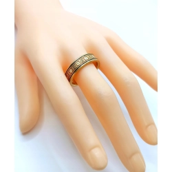 Złota obrączka zdobiona emalią szer.7mm Pr.750 W:12,53gr Roz.23