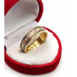 Złota obrączka zdobiona emalią szer.7mm Pr.750 W:12,53gr Roz.23