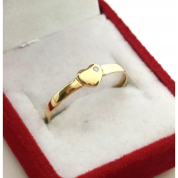 Złoty pierścionek serce z cyrkonią pr.585 W:1gr Roz.18