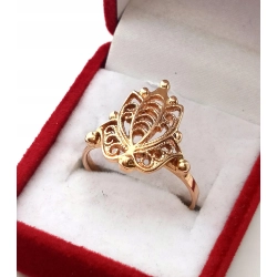 Złoty pierścionek ażurowy Lotos Pr.583 W:3,12gr R.17