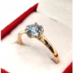 Złoty pierścionek błękitny kamień NOWY PR.585 W:1,79gr R.17 InterSKLEP
