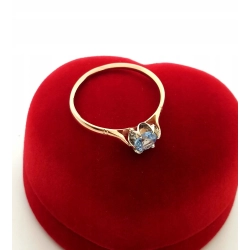 Złoty pierścionek błękitny kamień NOWY PR.585 W:1,79gr R.17 InterSKLEP