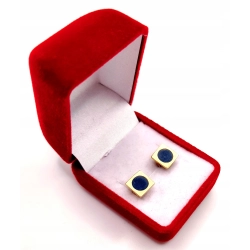 Złote kolczyki z Onyksem sztyft PR.585 W:3,11gr InterSKLEP