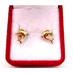 Złote kolczyki Delfiny sztyft PR.585 W:1,07gr InterSKLEP